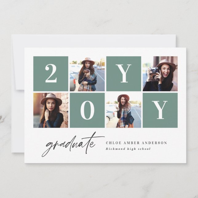 Geometric photo typography graduation announcement (Front)