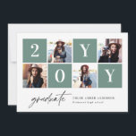 Geometric photo typography graduation announcement<br><div class="desc">Geometric multi photo typography graduation announcement. Featuring bold typography and on trend script text. Geometric background color can be altered.</div>