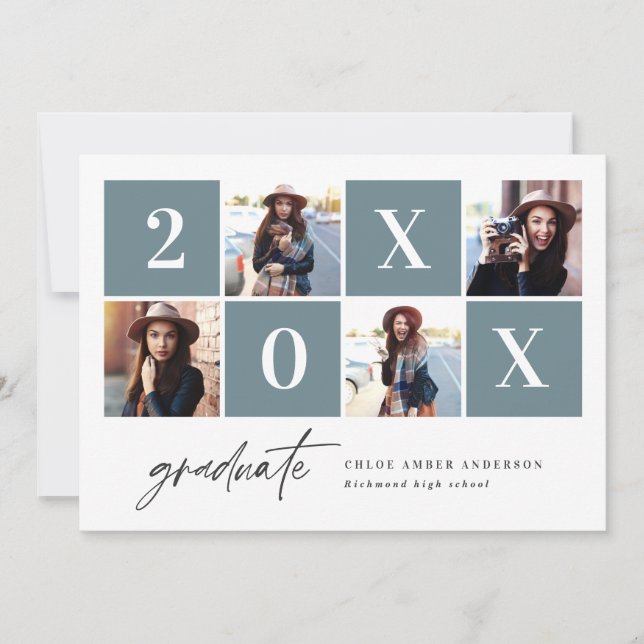 Geometric photo typography graduation announcement (Front)