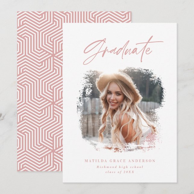 Geometric photo typography graduation announcement (Front/Back)