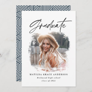 Geometric photo typography graduation party invite