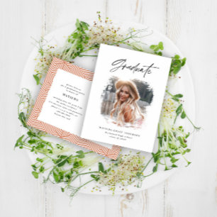 Geometric photo typography graduation party invite