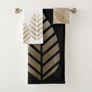 Geometric Pine Cones Copper And Platinum Pattern Bath Towel Set