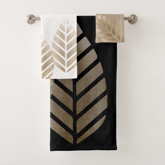 Geometric Pine Cones Copper And Platinum Pattern Bath Towel Set (Insitu)