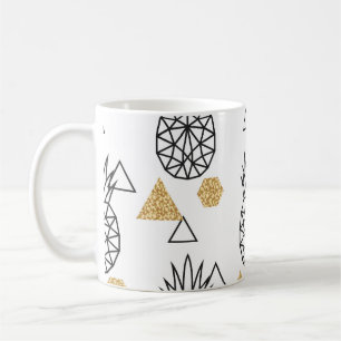 Geometric Pineapple Gold Dots Pattern. Coffee Mug