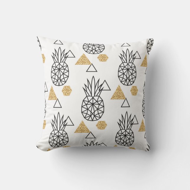 Geometric Pineapple Gold Dots Pattern. Cushion (Front)