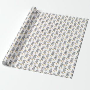 Geometric Pineapple Gold Dots Pattern. Wrapping Paper