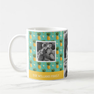 Geometric Pineapple Pattern Family Photos & Text Coffee Mug