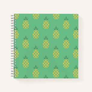 Geometric Pineapple Pattern on Green Notebook