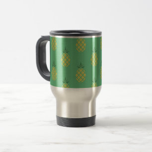 Geometric Pineapple Pattern on Green Travel Mug