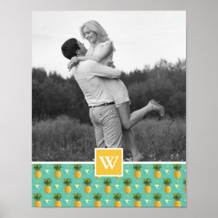 Geometric Pineapple Pattern   Photo With Monogram Poster