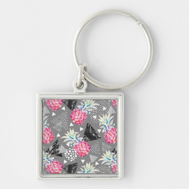Geometric Pineapple Textured Pattern Key Ring (Front)