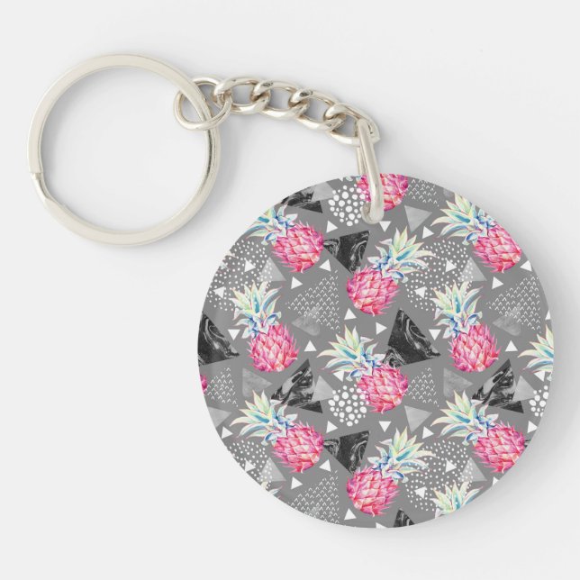 Geometric Pineapple Textured Pattern Key Ring (Front)
