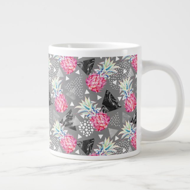 Geometric Pineapple Textured Pattern Large Coffee Mug (Right)