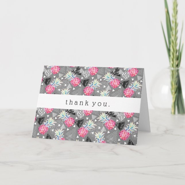 Geometric Pineapple Textured Pattern Thank You Card (Front)