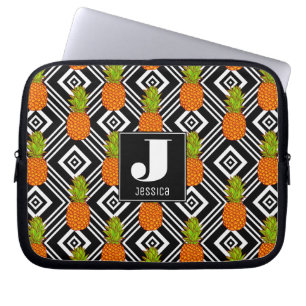 Geometric Pineapples   Monogram Laptop Sleeve