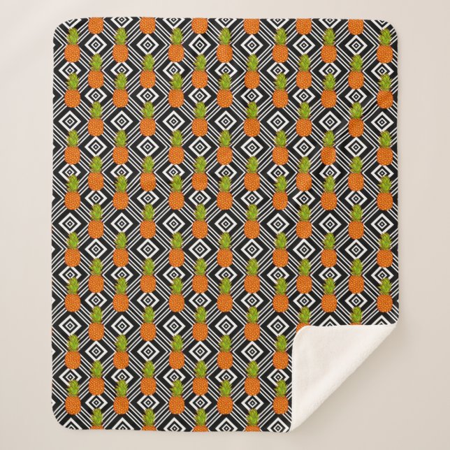 Geometric Pineapples Sherpa Blanket (Front)
