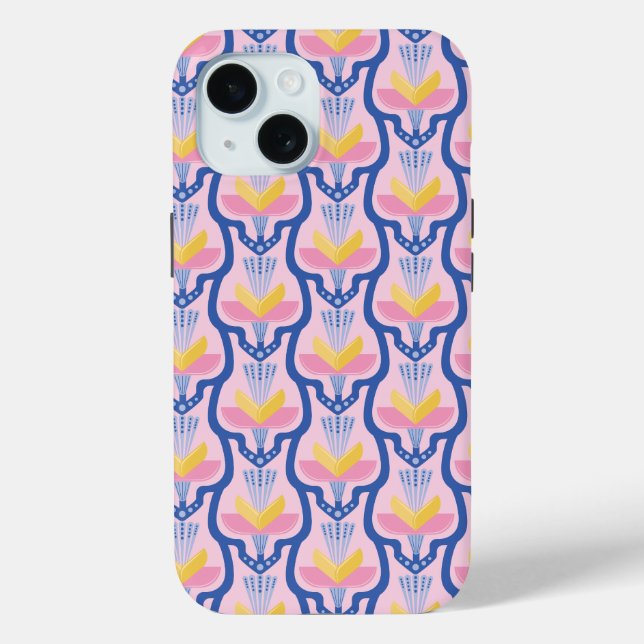 Geometric Pink and Blue Floral  Case-Mate iPhone Case (Back)