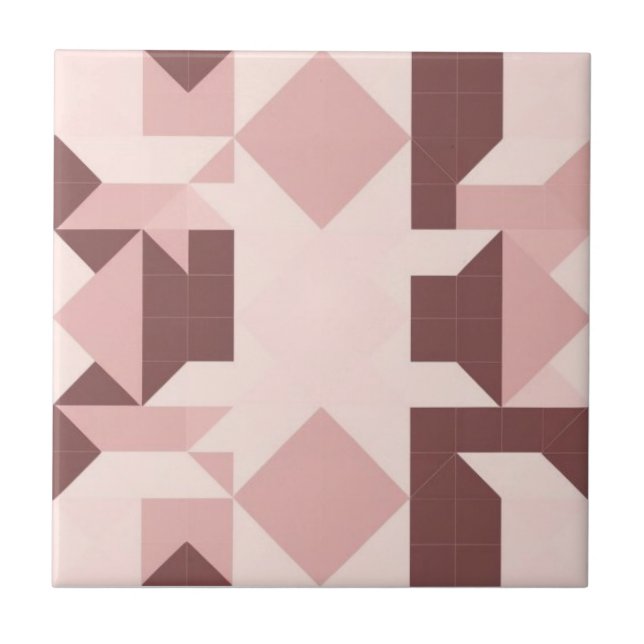 Geometric pink and brown pattern tile (Front)