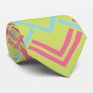 Geometric Pink and lime Vintage Wedding Tie