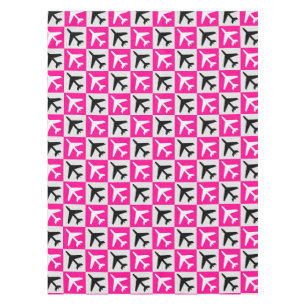 Geometric Pink Aviation Jets Aeroplane Tablecloth