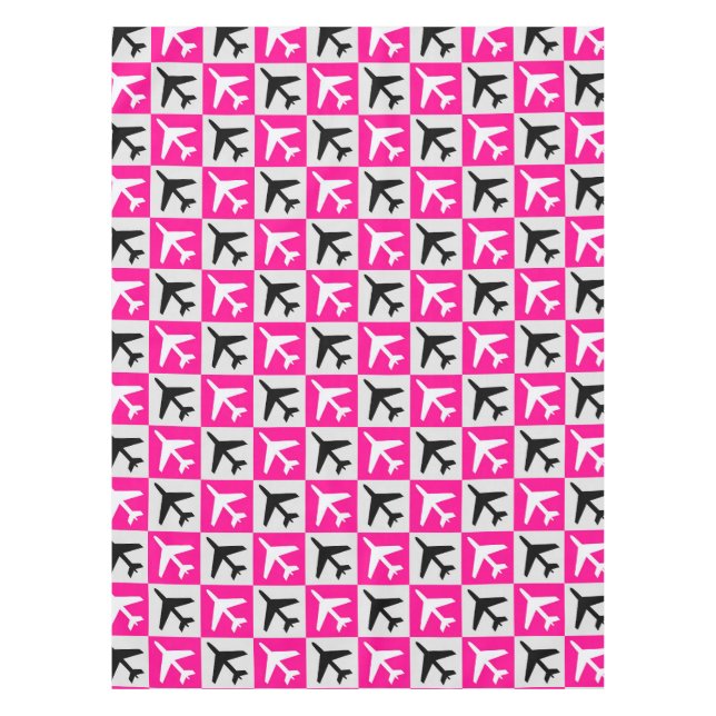 Geometric Pink Aviation Jets Aeroplane Tablecloth (Front)