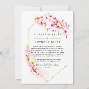 Geometric Pink Blossom Virtual Wedding Announcement