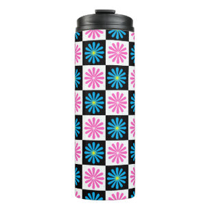 Geometric Pink Blue Floral Pattern Thermal Tumbler