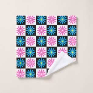 Geometric Pink Blue Floral Pattern Wash Cloth