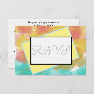 Geometric Pink Blue Yellow Watercolor RSVP