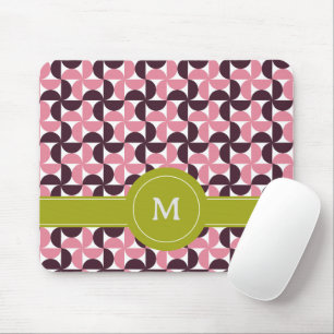 Geometric Pink Burgundy Floral Green Lime Monogram Mouse Mat