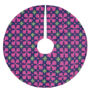 Geometric Pink Floral Petals Abstract pattern Brushed Polyester Tree Skirt