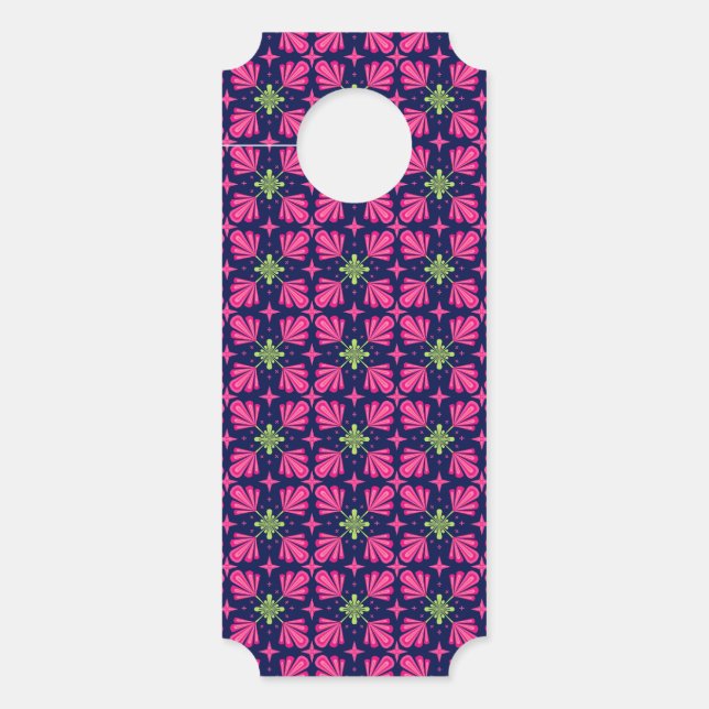 Geometric Pink Floral Petals Abstract pattern Door Hanger (Front)