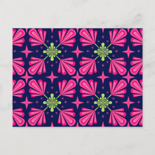 Geometric Pink Floral Petals Abstract pattern Holiday Postcard