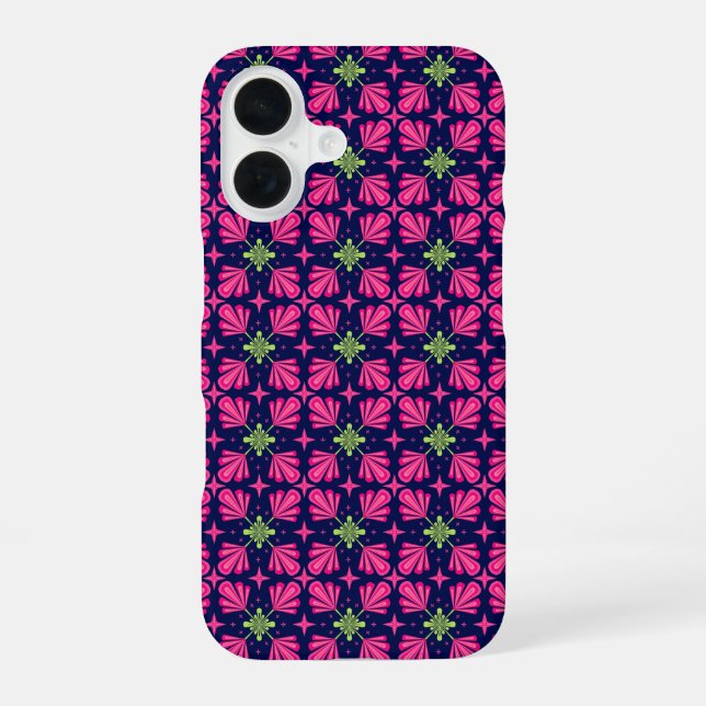 Geometric Pink Floral Petals Abstract pattern iPhone 16 Case (Back)
