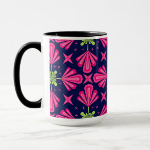 Geometric Pink Floral Petals Abstract pattern Mug