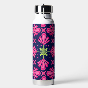 Geometric Pink Floral Petals Abstract pattern Water Bottle