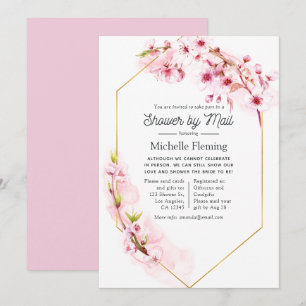 Geometric Pink Floral Spring Bridal Shower by Mail Invitation