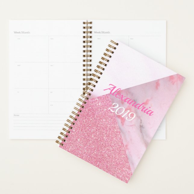 Geometric, Pink, Glitter, Boss Babe Planner (Display)