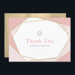 Geometric Pink & Gold Bat Mitzvah Thank You Card<br><div class="desc">This modern and chic Bat Mitzvah flat thank you card features a white background with faux gold geometric frames in pink. The reverse side features a faux gold background. Change the background colour and personalise it for your needs. You can find matching products at my store.</div>