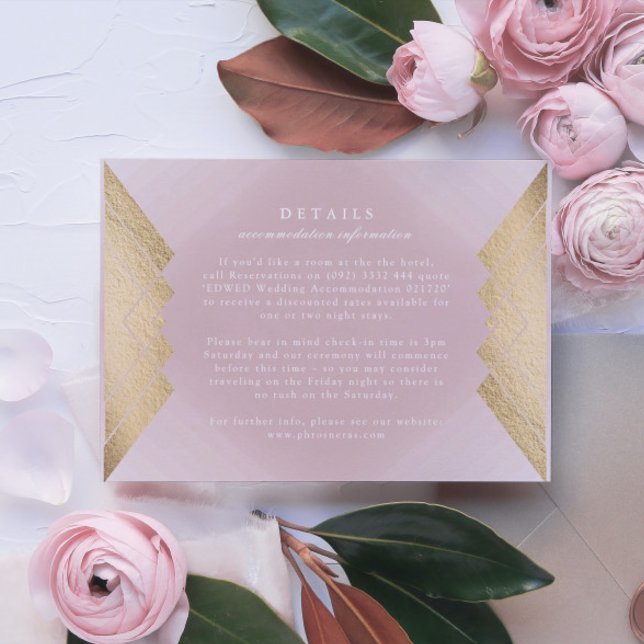 Geometric Pink Gold Gatsby Wedding Enclosure Card (Creator Uploaded)