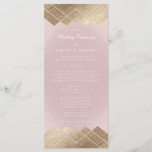 Geometric Pink Gold Gatsby Wedding Program Programme