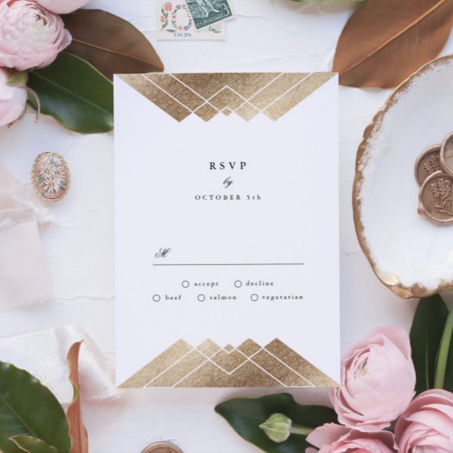 Geometric Pink Gold Gatsby Wedding RSVP (Creator Uploaded)