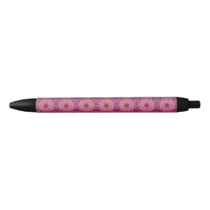 Geometric Pink Mandala Flower -67545 Black Ink Pen