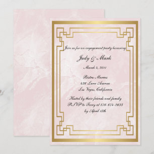 Geometric Pink Marble Wedding Engagement Party Invitation