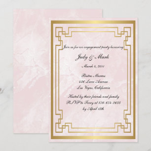Geometric Pink Marble Wedding Engagement Party Invitation