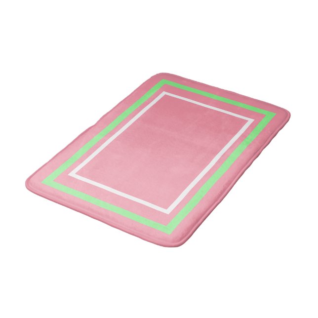 Geometric Pink Mint Green Bath Mat (Angled)