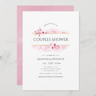 Geometric Pink Spring Blossom Couples Shower Invitation