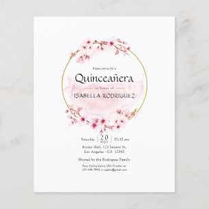 Geometric Pink Spring Cherry Blossom Quinceañera  Flyer