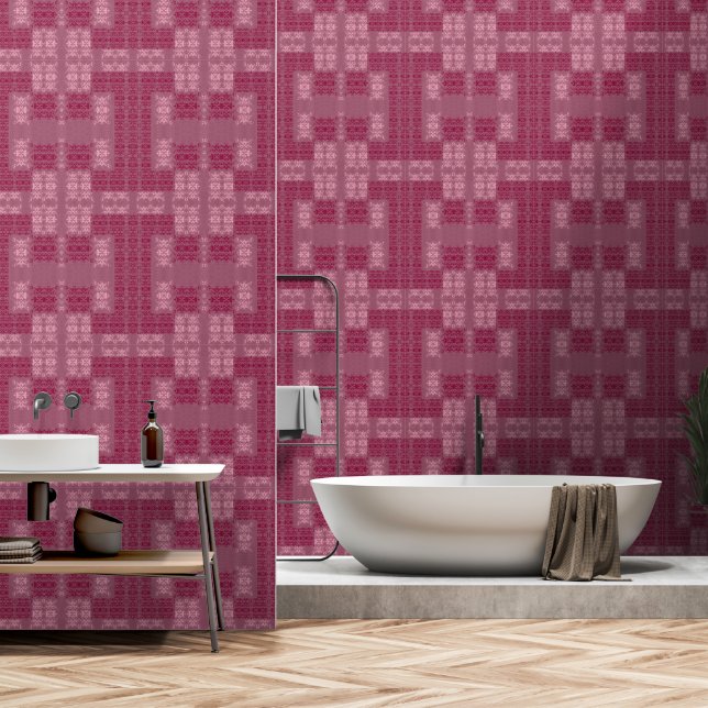 geometric pink wallpaper (Bathroom)